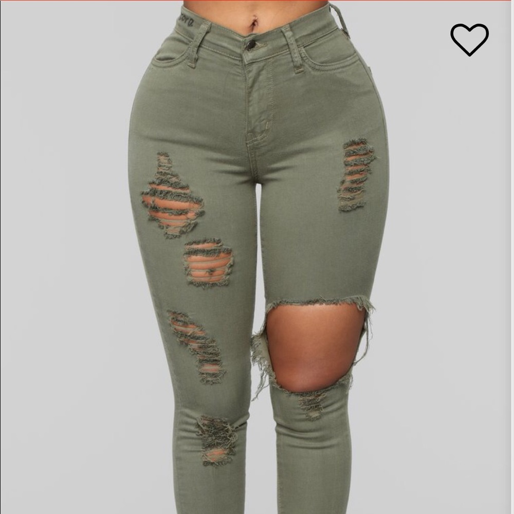 Stretchy Jeans (olive green) (stretch to fit!!)